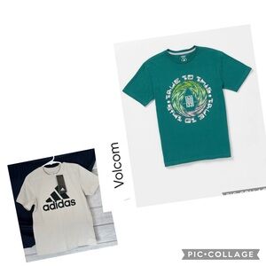 NEW BOYS VOLCOM SPINZ T-SHIRT TRUE TO THIS RANGER GREEN FREE NEW $18 ADIDAS TOP